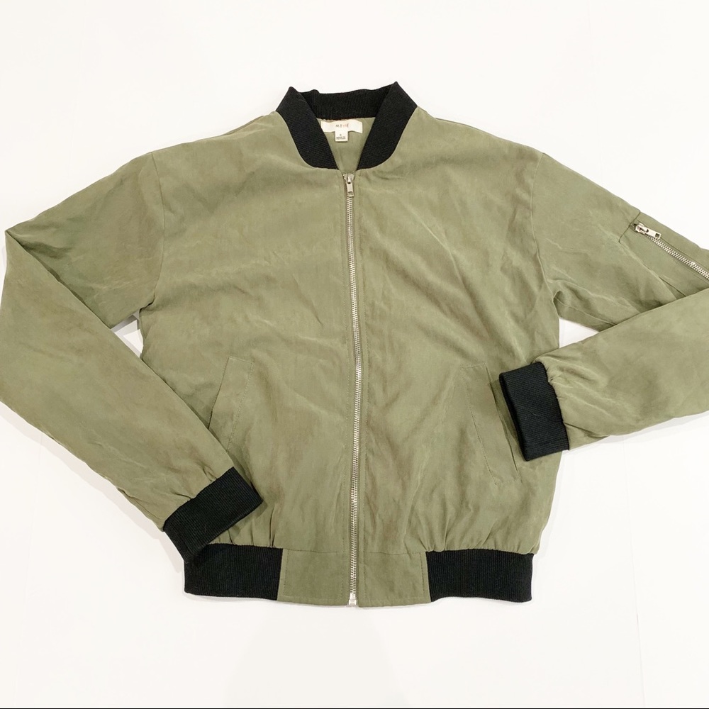 Mine Olive Green Bomber Jacket Size Small